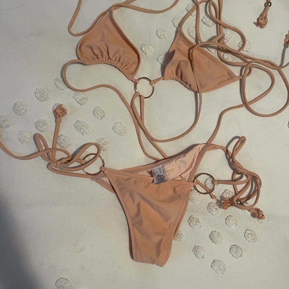 Bananhot Rings Bikini in beige (tan). Top and bottom size small. ALL SOLD OUT!